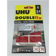 Клеящие подушечки UHU DOUBLE fix  прозрачные для стекла 12шт. 19х40мм