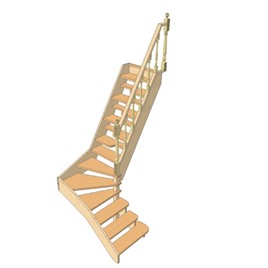 №2.2.3. Лестница с поворотом на 90 градусов, с забежными ступенями и ступенями "утиный шаг", интернет-магазин Sportcoast.ru