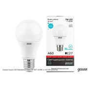 Gauss Лампа Gauss LED Elementary A60  7W Е27  4100K 1/10/100 (23227А)