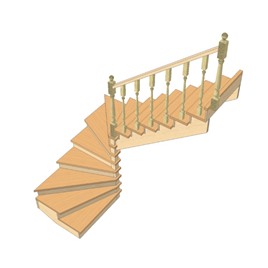 №3.1.2.0. Лестница с разворотом на 180 градусов, с забежными ступенями, интернет-магазин Sportcoast.ru