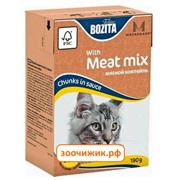 Консервы Bozita mini для кошек кусочки в соусе мясной микс (Tetra Pak) (190 гр)