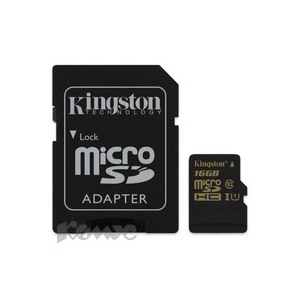 Карта памяти Kingston microSDHC 16GB Class 10 UHS-I(SDCA10/16GB)+адаптер