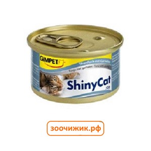 Влажный корм Gimpet ShinyCat для кошек тунец+креветки (70гр)