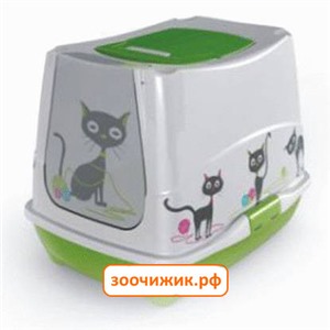Туалет Moderna "Trendy cat" домик с рис котенок (39*50*39) Киви для кошек