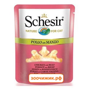 Влажный корм Schesir для кошек курица+говядина (70 гр)
