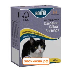 Консервы Bozita для кошек мясные кусочки в соусе с креветками (Tetra Pak) (370 гр)