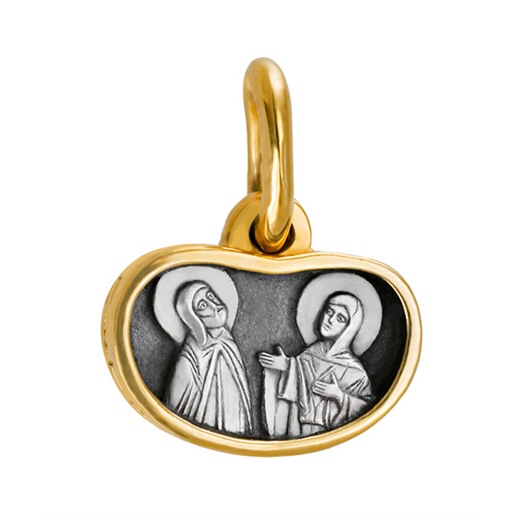 613 Образ «Св. Петр и Феврония», серебро 925 позол.