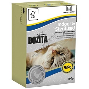 BOZITA Feline Funktion Indoor & Sterilised Tetra Pak конс.190 г кус. в желе с курицей для домашних, стерилизованных и малоподвижных кошек