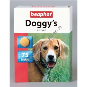 Beaphar `Doggy`s + Liver` витаминизированное лакомство для собак с печенью 75 таб. (1х12) (К144)