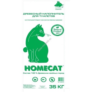 HOMECAT Древесный наполнитель мелкие гранулы 35 кг мешок НОВИНКА