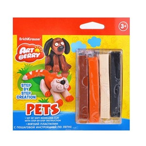 Пластилин мягкий 4цв. + инструкция Pets Step-by-step