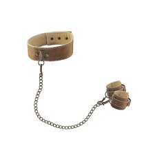 Ошейник с наручниками OUCH! Brown SH-OU169BRN