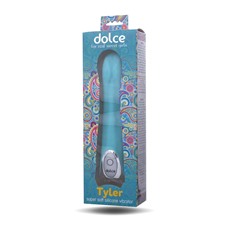 Голубой силиконовый вибратор Dolce Tyler - 16,5 см.