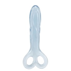 Голубой анальный массажер SOFT FLEX 2 FINGER HANDLE PROBE - 12 см.