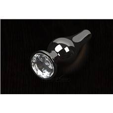 Маленькая анальная пробка с кристаллом, графит - Пикантные Штучки, 8.5 см
