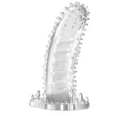 Прозрачная закрытая насадка с шипами Performance Tickler Sleeve - 14 см.