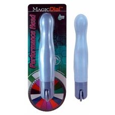Голубой вибромассажёр с поворотным колёсиком Magic Dial - 19,5 см.