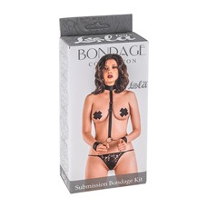 Ошейник с длинной лентой и отстегивающимися наручниками Submission Bondage Kit