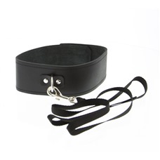 Чёрный ошейник из полиуретана с поводком Collar and Leash