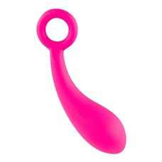 Гладкий розовый стимулятор с ручкой-кольцом Dildo Naughty Pink - 18,5 см.