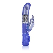 Фиолетовый вибромассажер ADVANCED G JACK RABBIT с загнутым кончиком - 22 см.