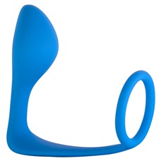 Мужской анальный стимулятор с кольцом на пенис Button Anal Plug Blue 4216-03Lola