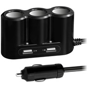Авто З/У Ginzzu (GA-4620UB) 3.6A, 2 USB, разветвитель на 3  розетки + удлинитель 1 м, черный