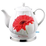 Чайник CENTEK CT-0062 красная гербера 2000Вт, 2 л,супербелая керамика, рельефный корпус