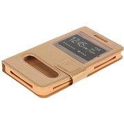 Чехол Book-case 5.3-5.5", шампань тех. упаковка (с окном, и силиконовой вставкой для телефонов)