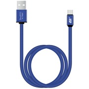 Кабель BoraSCO (34454) micro USB синий, 1 м, 3A,  нейлоновая оплетка
