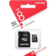 Карта памяти MicroSDHC  8 Gb SmartBuy class 4
