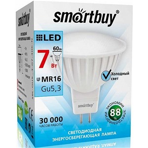 Светодиодная лампа Smartbuy Gu5.3 / MR16 / 7Вт/холодный SBL-GU5_3-07-40K-N