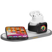 З/У Deppa (24006) Беспроводная зарядная станция 3 в 1 для iPhone, Watch, AirPods, 15 W, белая
