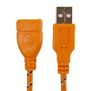 Кабель Partner (030633) удлинитель USB 2.0 M-F 5 метров  текстиль, оранжевый