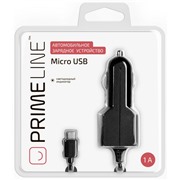 Авто З/У Prime Line (2202) micro USB 1A, черный  витой кабель