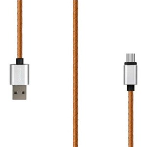 Кабель Rombica (CL-05)  USB-C охра, 1 м, оплетка под кожу/алюминий