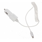 Авто З/У Partner (028254) Apple 8-pin 1000 mA, белый витой кабель