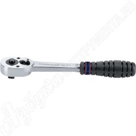 Трещотка 3/8", 200 мм, 32 зубца, флажковая с кнопкой, фиксатор, KING TONY, 3771-08G