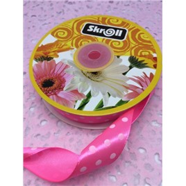 Лента атласная крупный горох 25мм, намотка 50ярдов (45,72м) цвет №005