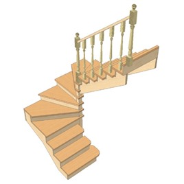 №3.1.1.3. Лестница с разворотом на 180 градусов, с забежными ступенями, интернет-магазин Sportcoast.ru