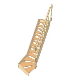 №2.2.0. Лестница с поворотом на 90 градусов, с забежными ступенями и ступенями "утиный шаг", интернет-магазин Sportcoast.ru