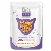 Влажный корм Brit Care для котят курица и сыр пауч (80 гр)