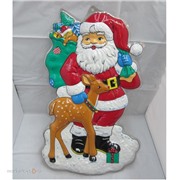 Панно Дед Мороз с оленем 080 пластик 58см