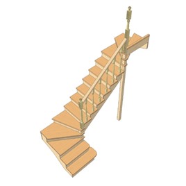 №3.1.3.2. Лестница с разворотом на 180 градусов, с забежными ступенями, интернет-магазин Sportcoast.ru
