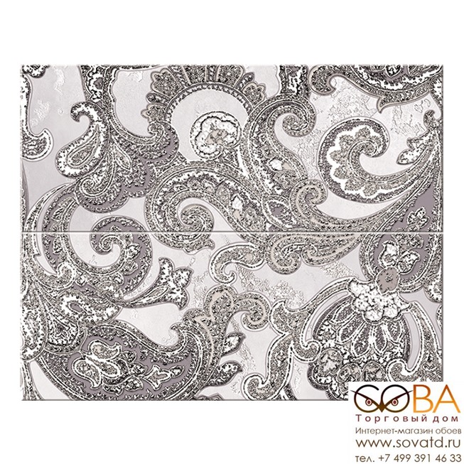 Панно Sfumato grey  Paisley 50,5х40,2 купить по лучшей цене в интернет магазине стильных обоев Сова ТД. Доставка по Москве, МО и всей России