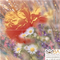 Панно Flowers  P2-2D205 40х40 (из 2 плиток) купить по лучшей цене в интернет магазине стильных обоев Сова ТД. Доставка по Москве, МО и всей России