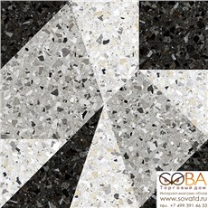 Керамогранит Терраццо 1Д  серо-чёрный калейдоскоп 50х50 купить по лучшей цене в интернет магазине стильных обоев Сова ТД. Доставка по Москве, МО и всей России