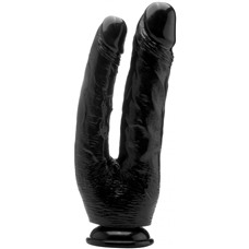 Чёрный анально-вагинальный фаллоимитатор Realistic Double Cock 10 Inch - 25,5 см.