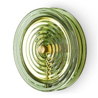 Бра настенное круглое «Green Ripple» — зелёное рельефное стекло, латунь