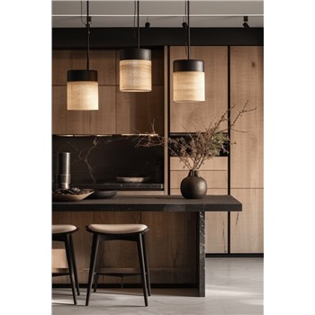 Подвесной светильник текстиль и металл черный лофт стиль